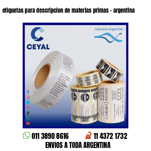 etiquetas para descripcion de materias primas - argentina