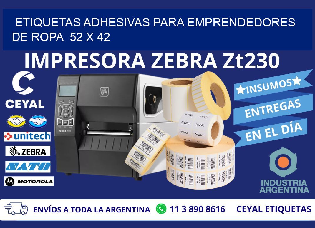 ETIQUETAS ADHESIVAS PARA EMPRENDEDORES DE ROPA  52 x 42