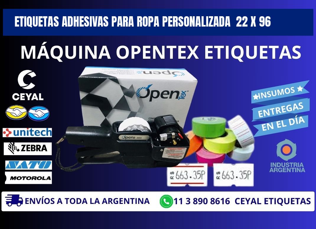 ETIQUETAS ADHESIVAS PARA ROPA PERSONALIZADA  22 x 96