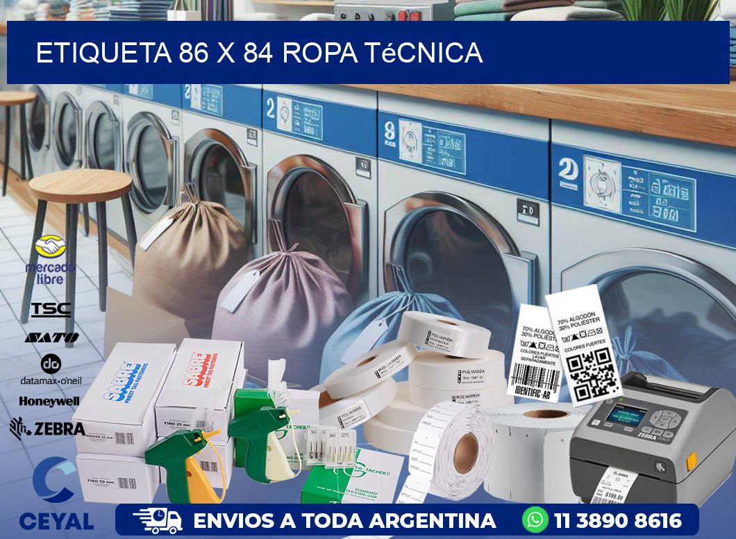 Etiqueta 86 x 84 ropa técnica