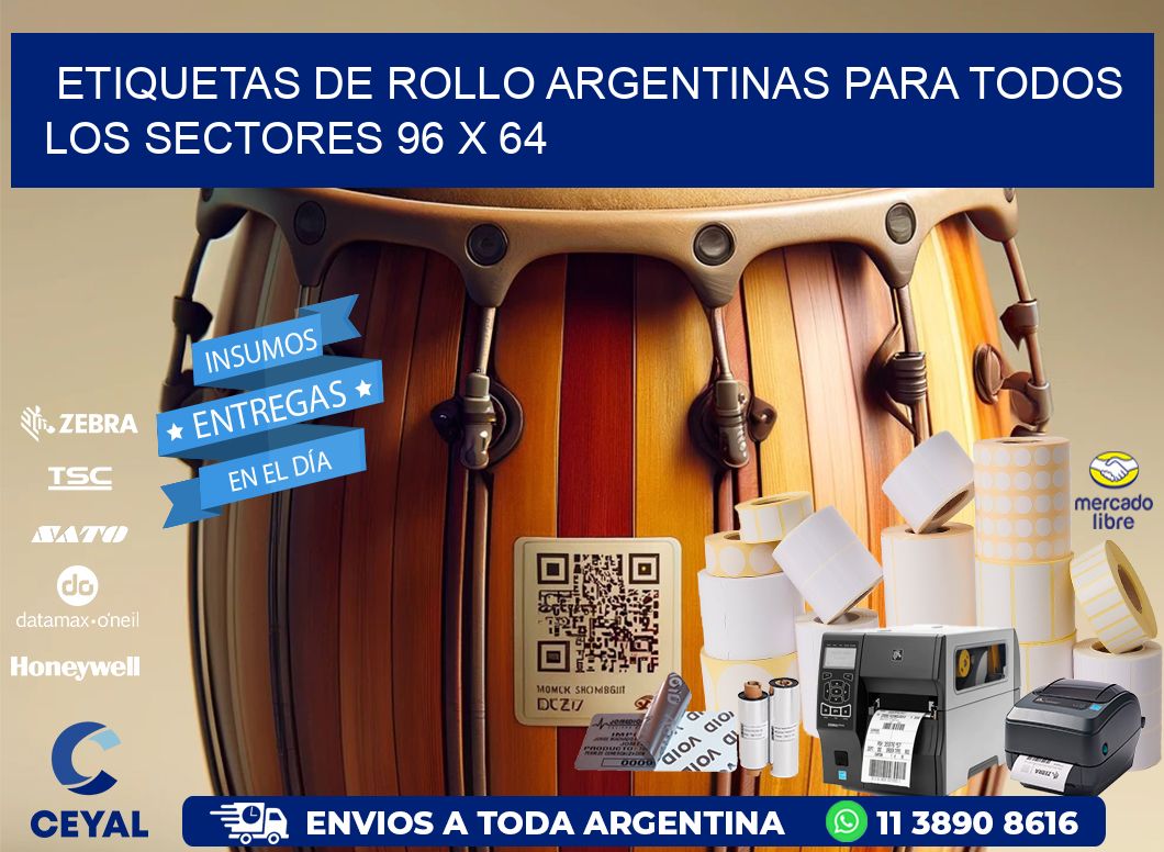 Etiquetas de Rollo Argentinas para Todos los Sectores 96 x 64