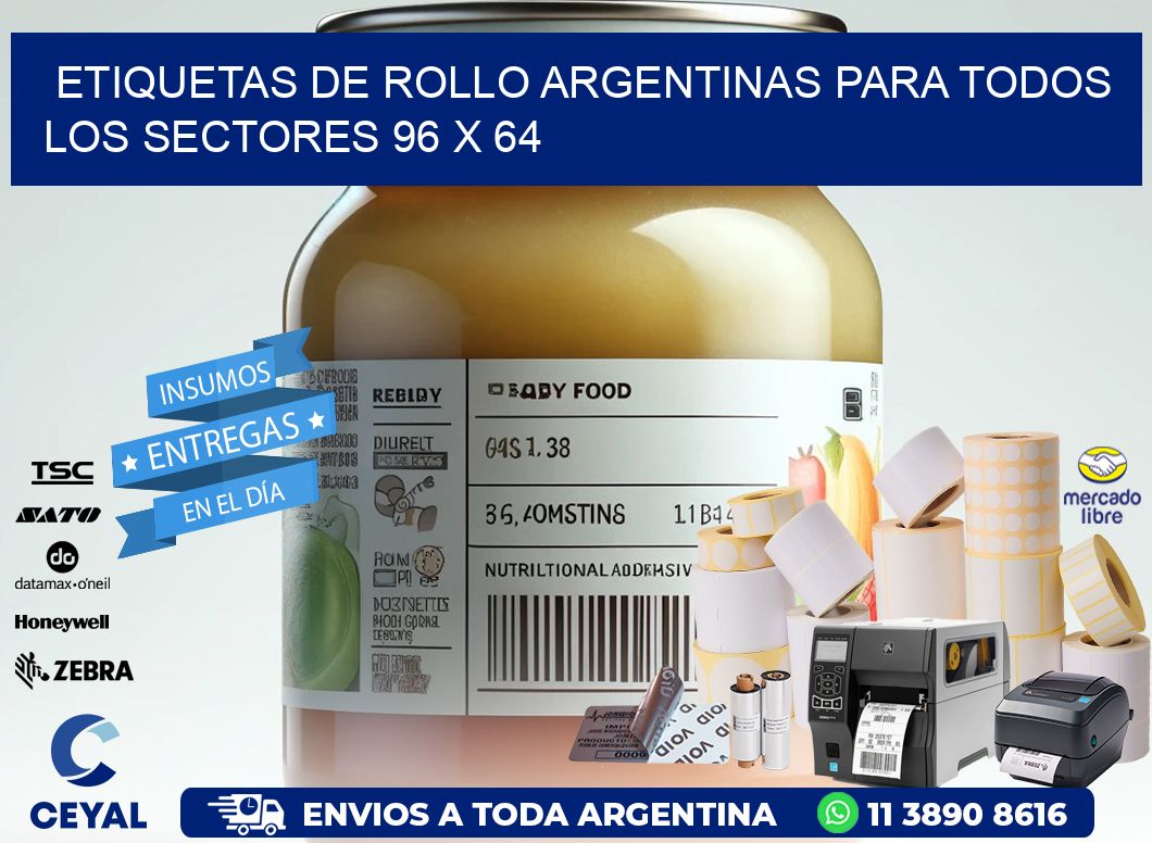 Etiquetas de Rollo Argentinas para Todos los Sectores 96 x 64