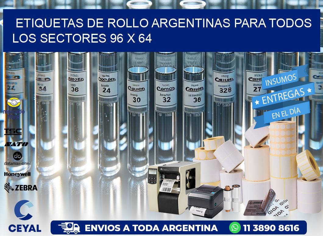 Etiquetas de Rollo Argentinas para Todos los Sectores 96 x 64