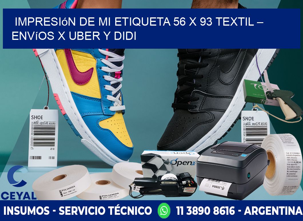 Impresión de mi Etiqueta 56 x 93 textil – Envíos x Uber y DiDi