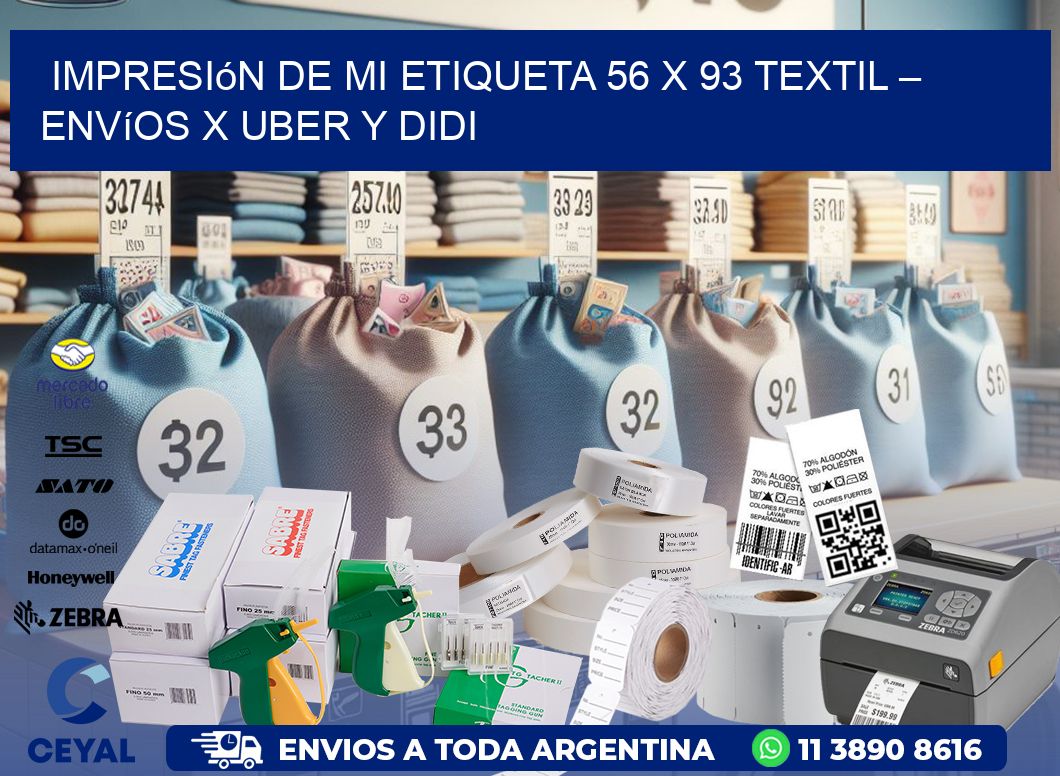 Impresión de mi Etiqueta 56 x 93 textil – Envíos x Uber y DiDi