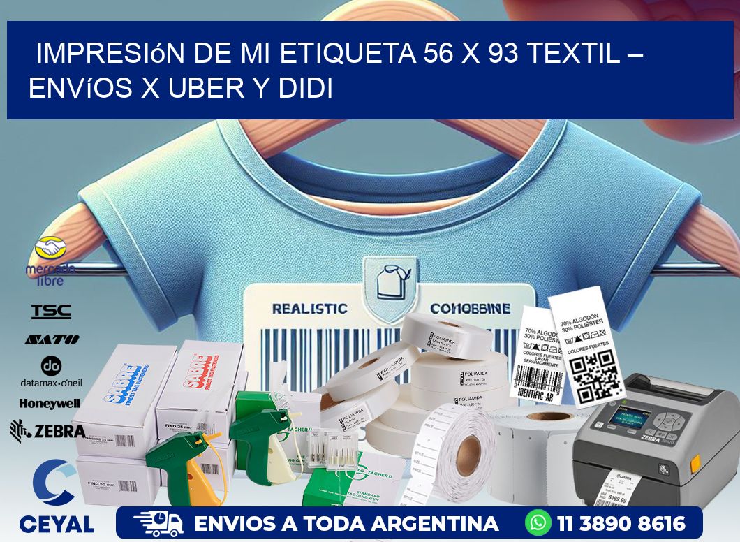 Impresión de mi Etiqueta 56 x 93 textil – Envíos x Uber y DiDi