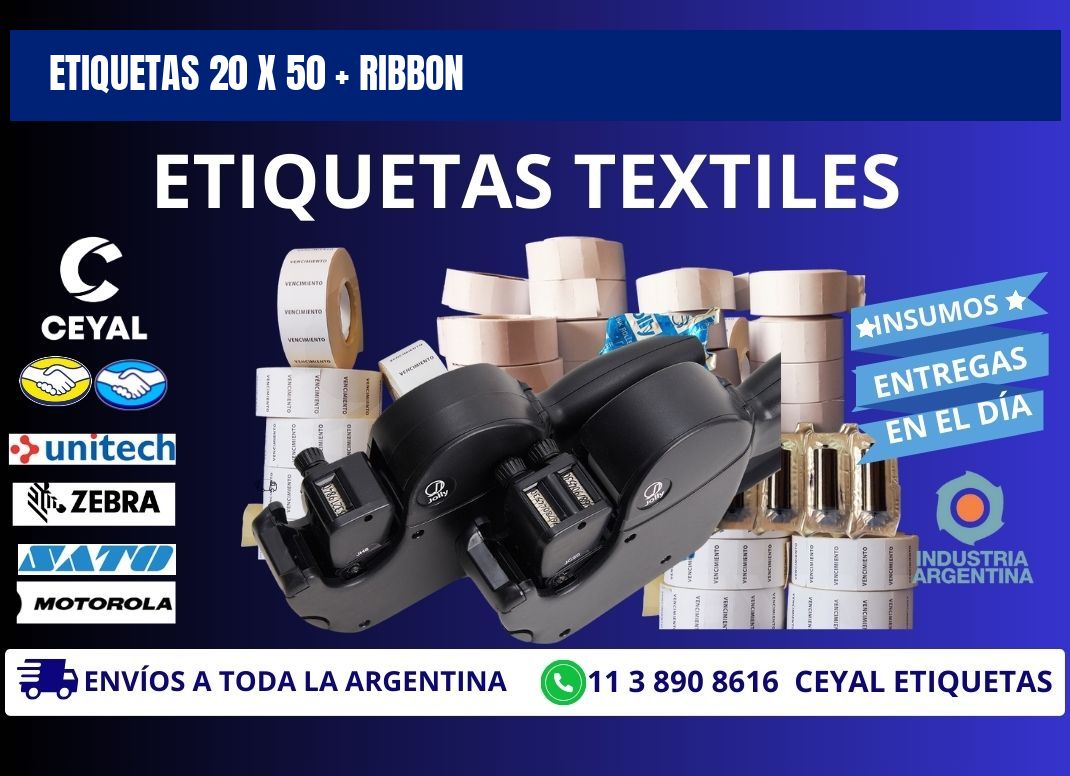 ETIQUETAS 20 x 50 + RIBBON