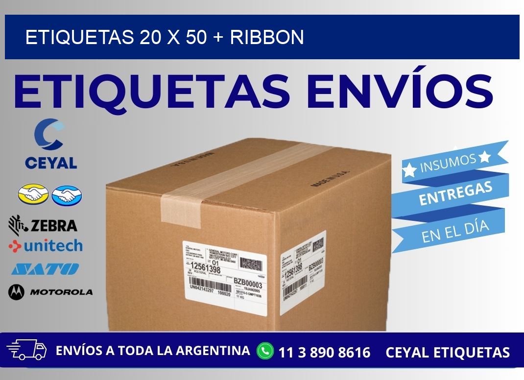 ETIQUETAS 20 x 50 + RIBBON