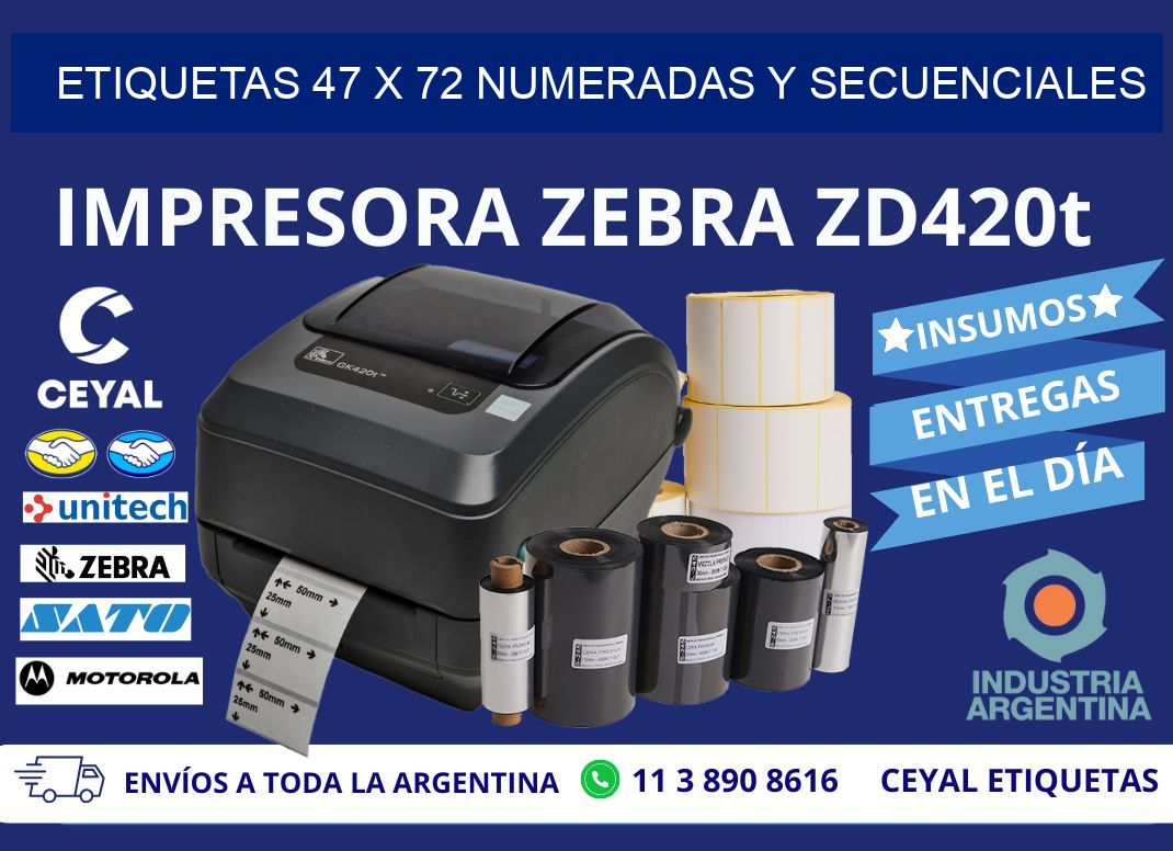 Etiquetas 47 x 72 Numeradas y Secuenciales