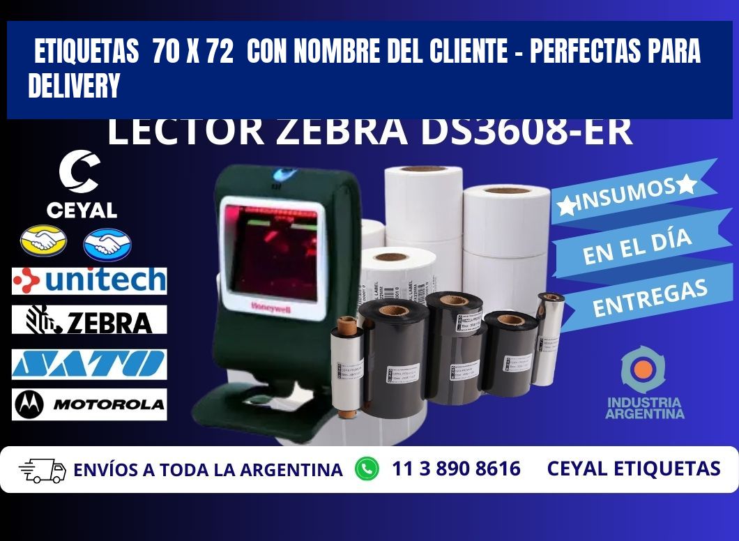 Etiquetas  70 x 72  con Nombre del Cliente – Perfectas para Delivery