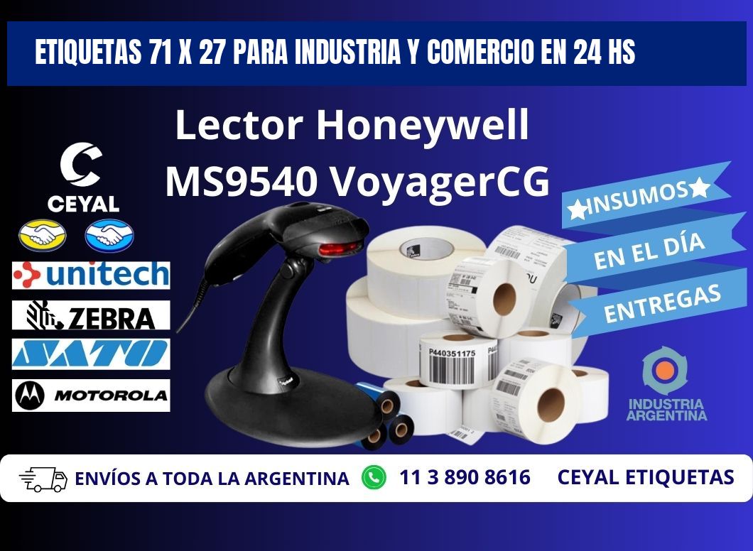 Etiquetas 71 x 27 para Industria y Comercio en 24 hs