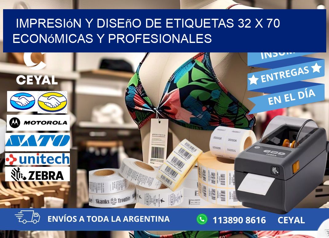 Impresión y Diseño de Etiquetas 32 x 70 Económicas y Profesionales