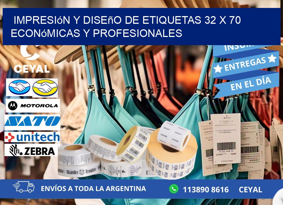 Impresión y Diseño de Etiquetas 32 x 70 Económicas y Profesionales