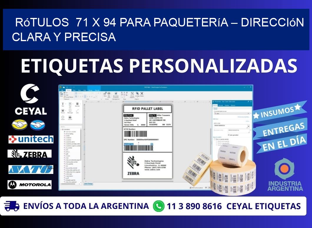 Rótulos  71 x 94 para Paquetería – Dirección Clara y Precisa