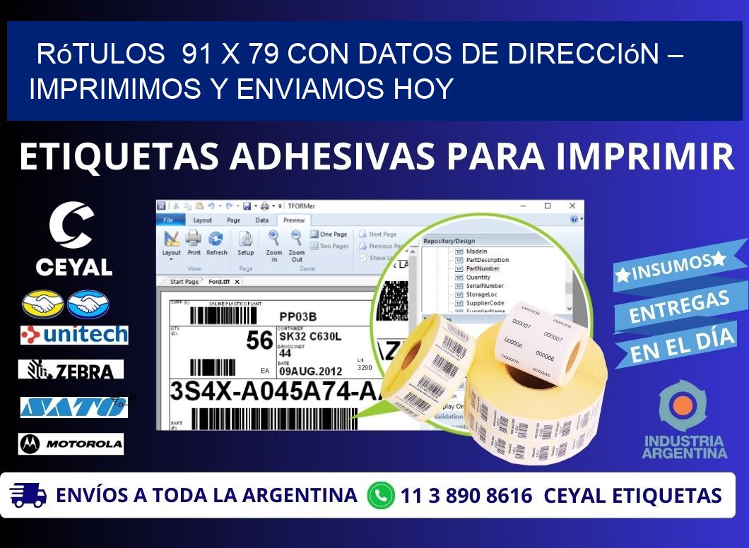 Rótulos  91 x 79 con Datos de Dirección – Imprimimos y Enviamos Hoy