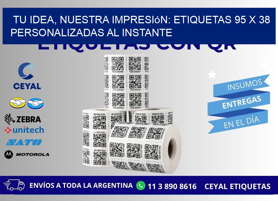 Tu Idea, Nuestra Impresión: Etiquetas 95 x 38 Personalizadas al Instante