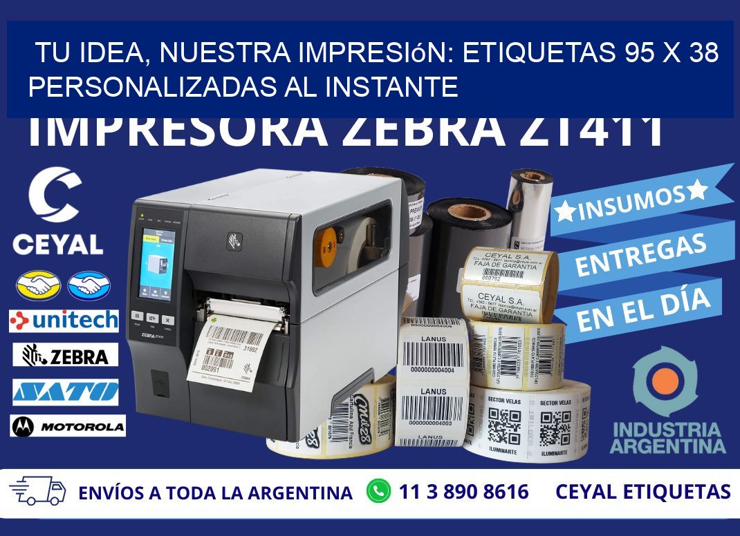 Tu Idea, Nuestra Impresión: Etiquetas 95 x 38 Personalizadas al Instante